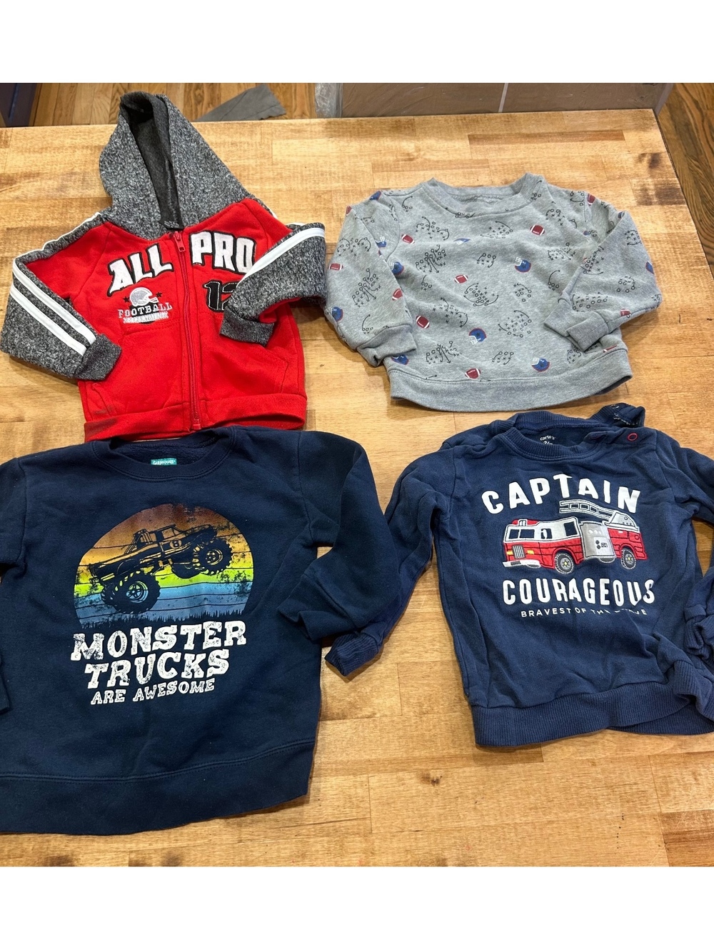 Toddler Boys 4-Piece Sweatshirt and Hoodie Set Size 24 Months